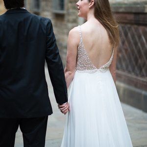 Lulus True Love White Beaded Rhinestone Maxi Dress